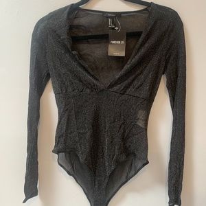 BRAND NEW FOREVER21 SPARKLY BLACK BODYSUIT